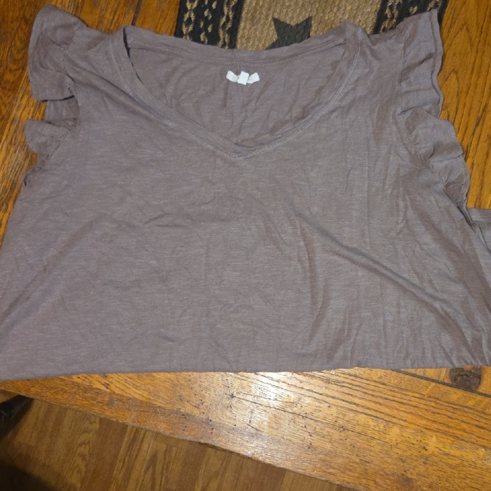 Brown Ruffle Sleeve Top
